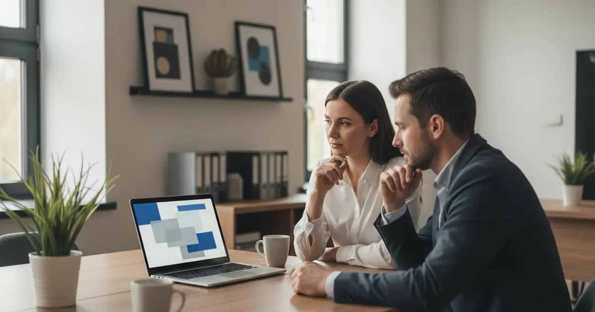 Sekretariat szkoły analizuje sekcje deklaracji dostępności na monitorze